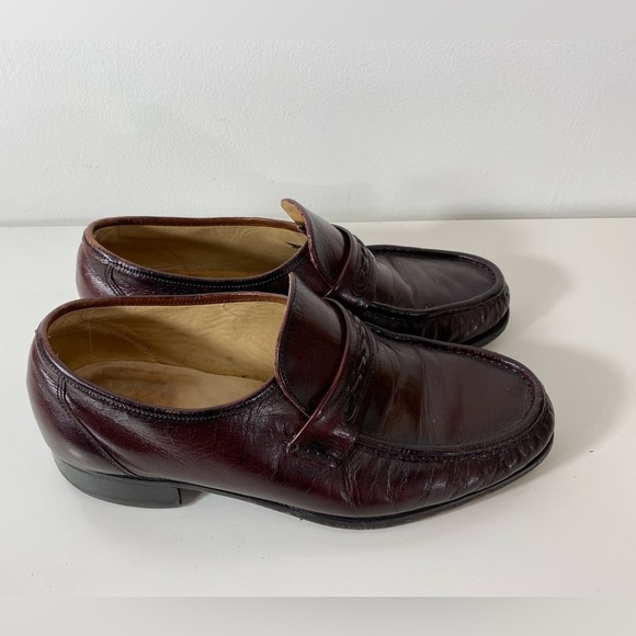 Florsheim Slip On Loafer Burgundy Mens Size 7.5 3 E Wide Dress Shoes - Picture 3 of 9